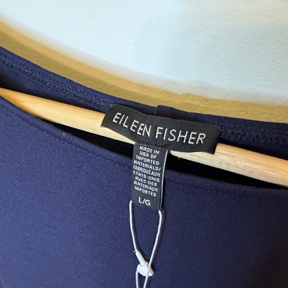 Eileen Fisher NWT Women’s Bateau Kimono Dress Midnight Blue Loose-Fit Size L - Picture 6 of 8